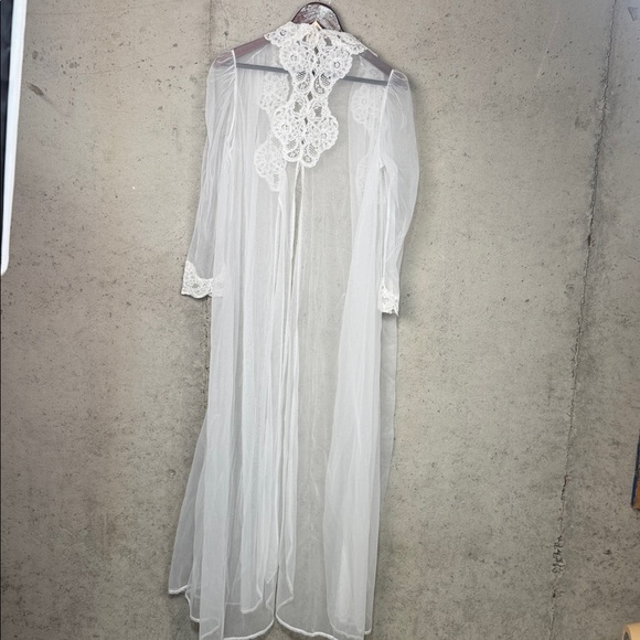 VINTAGE VICTORIA'S SECRET lace Sheer Lingerie Bridal Slip Dress Robe sz L - Picture 13 of 14
